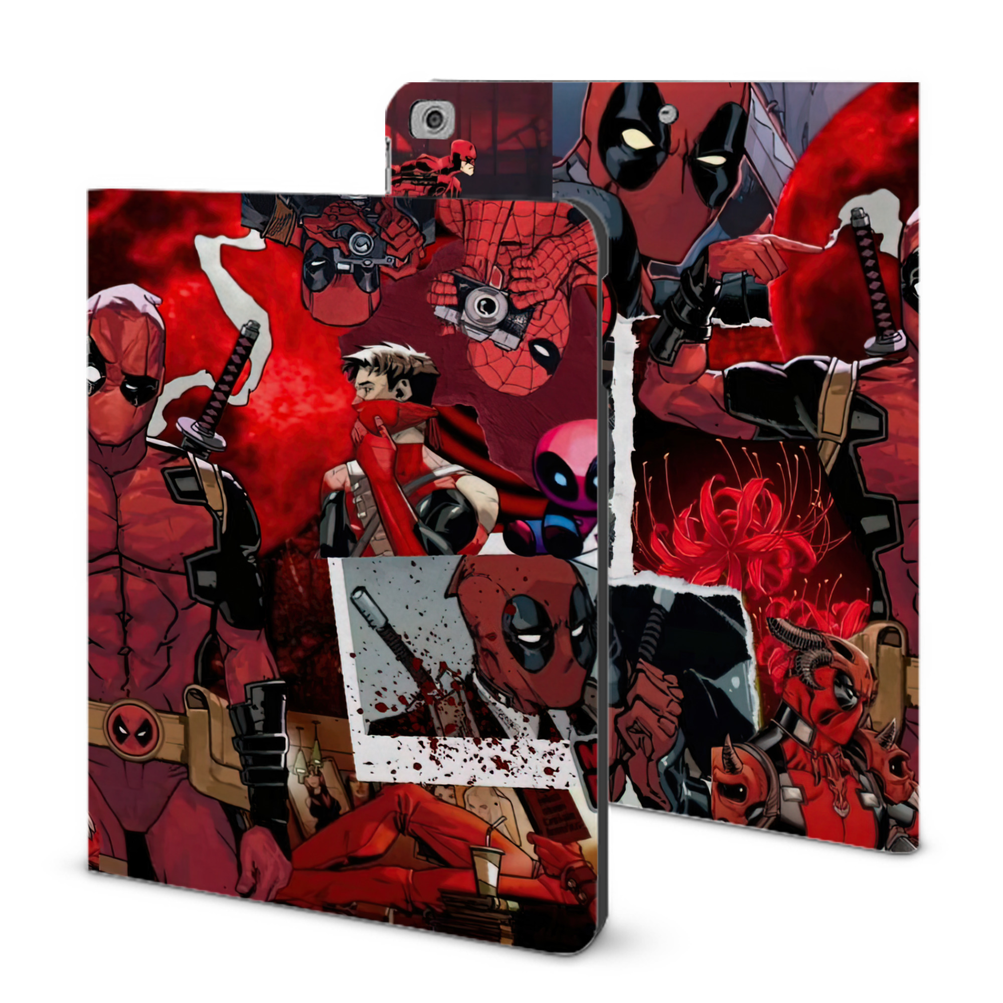 （画像用） Deadpool デッドプール IPad ケース ブック型 PUレザー TPU 耐衝撃 軽量 薄型 ペン収納なし 全面保護 IPad 各モデル対応